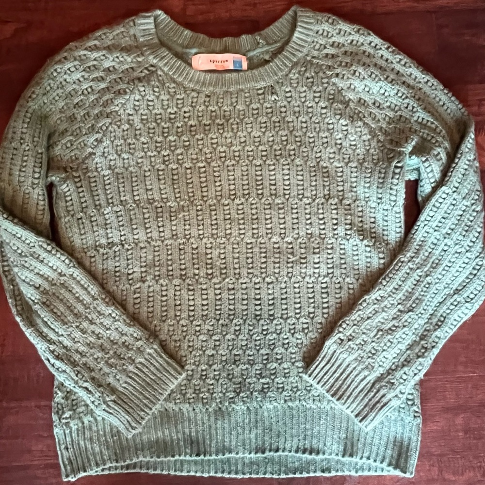 Anthropologie Sparrow Crewneck Teal Hamilton Cottage Sweater
